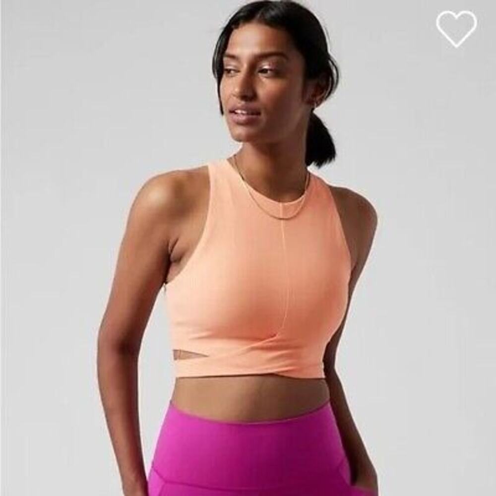 Athleta Conscious Crop Cutout Tank Top A-C Womens X-Small Orange Peach WOrkout